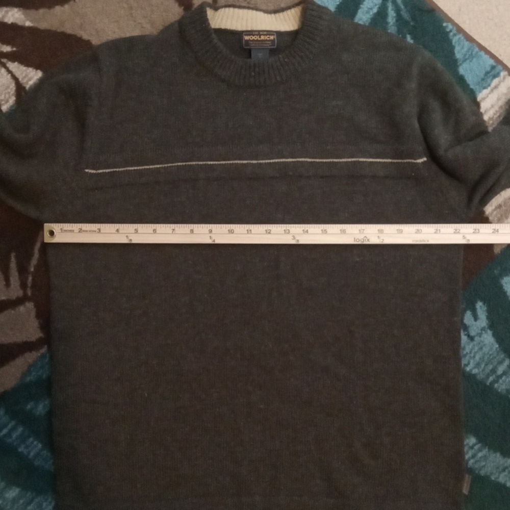 Woolrich Men's Forest Green Crewneck Sweater 100% Wool Winter Outdoors - Picture 6 of 11